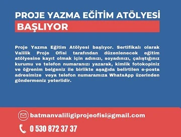 PROJE YAZMA EĞİTİM ATÖLYESİ AÇILIYOR